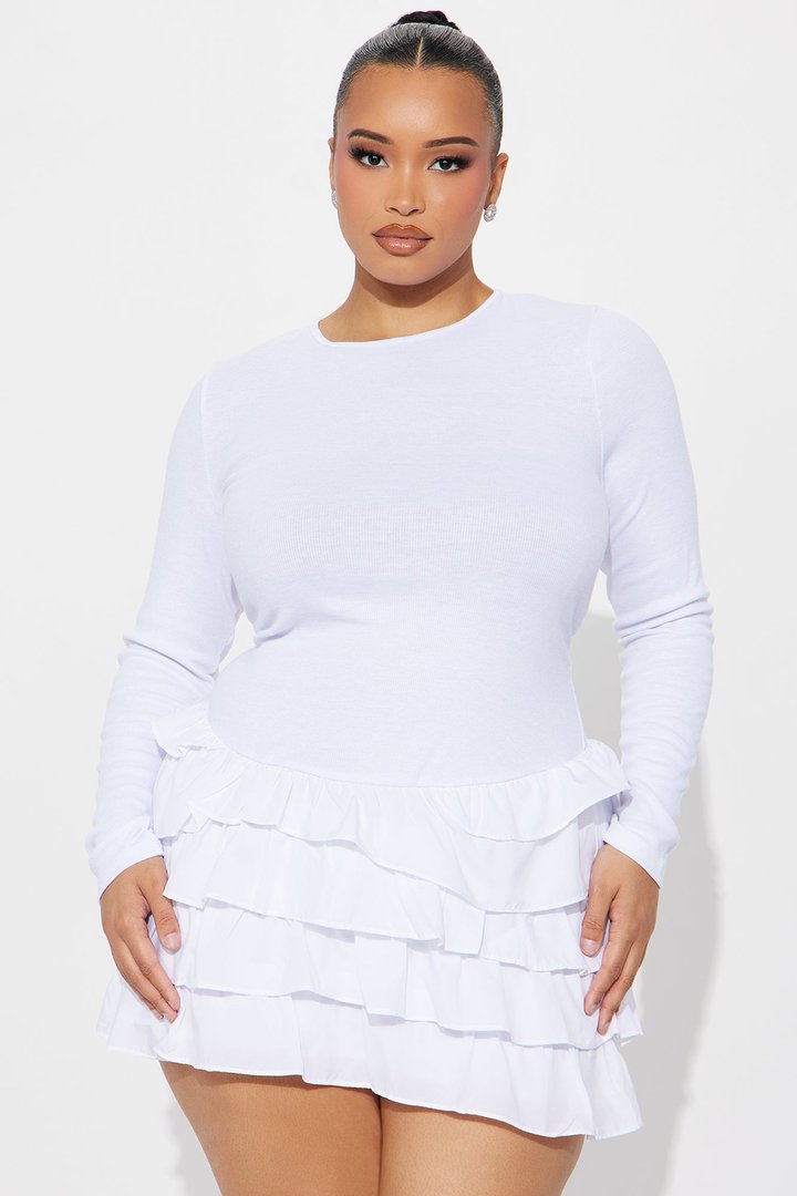 Talle Ruffle Backless Mini Dress - White