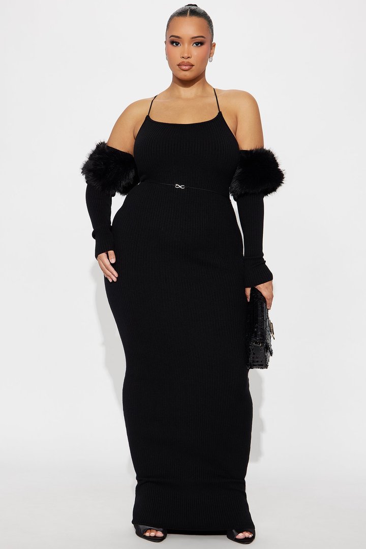 High Maintenance Hottie Sweater Maxi Dress - Black