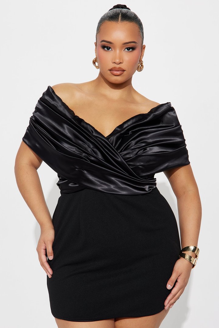 Am I The Drama Draped Mini Dress - Black