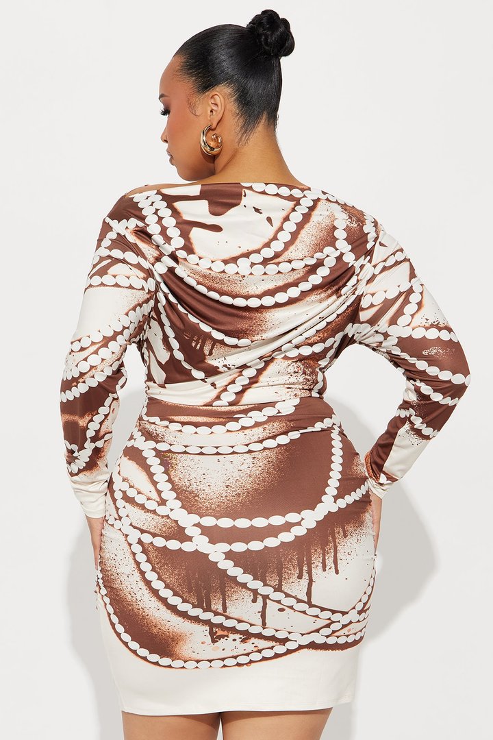 Odessa One Shoulder Mini Dress - Brown