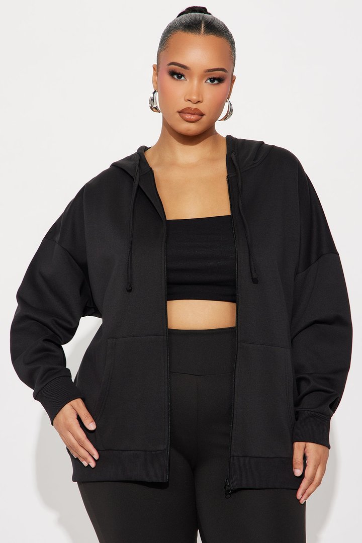 Beckham Zip Up Fleece Pant Set - Black