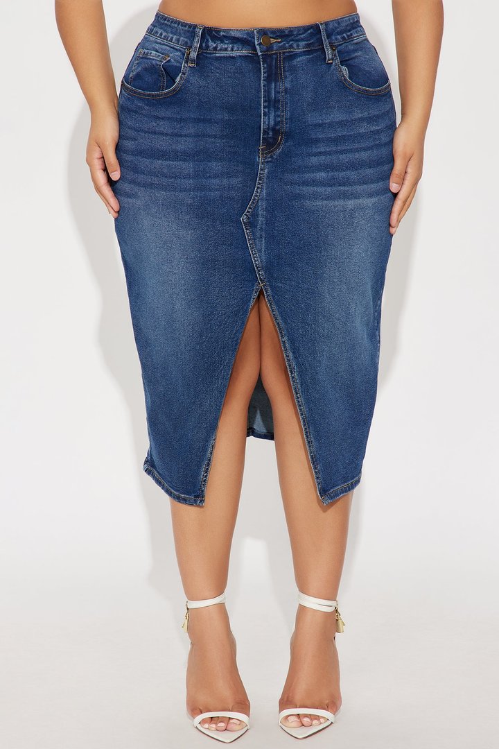 Anna Denim Midi Skirt - Dark Wash