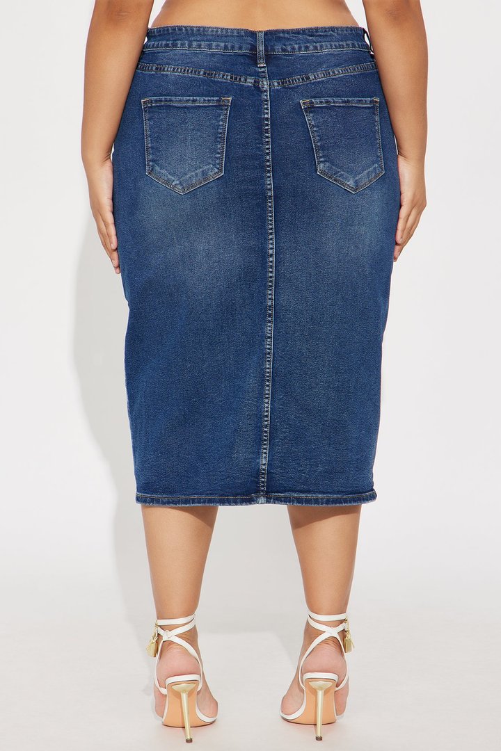 Anna Denim Midi Skirt - Dark Wash