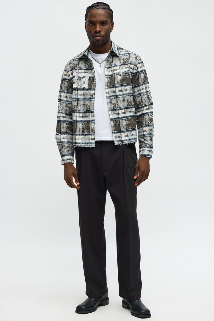 Cropped Manifest Button Up Shirt - Olive