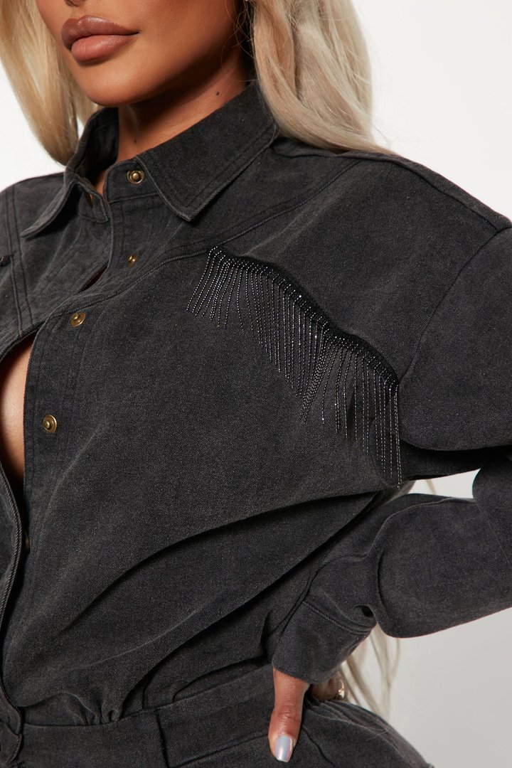 Olivia Denim Jumpsuit - Black
