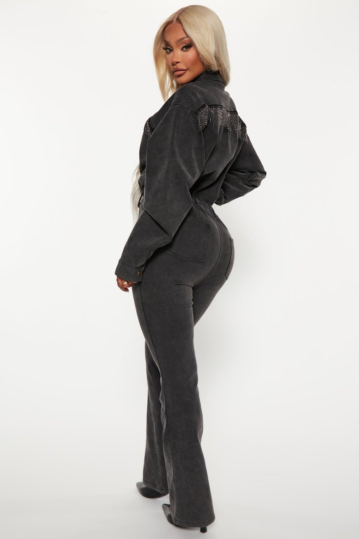 Olivia Denim Jumpsuit - Black