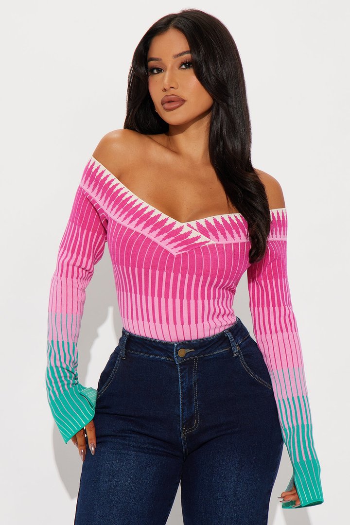 Sweet Like Sugar Sweater Bodysuit - Pink/combo