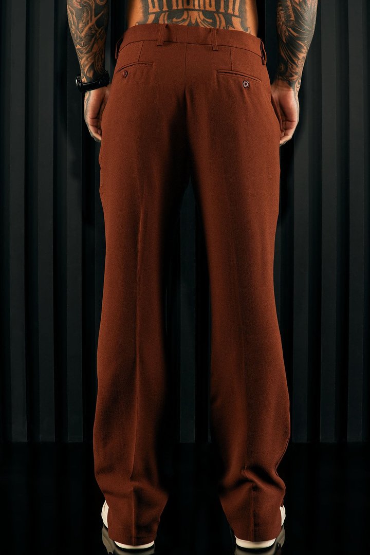 Golden Hour Slit Slim Flare Trousers - Brown