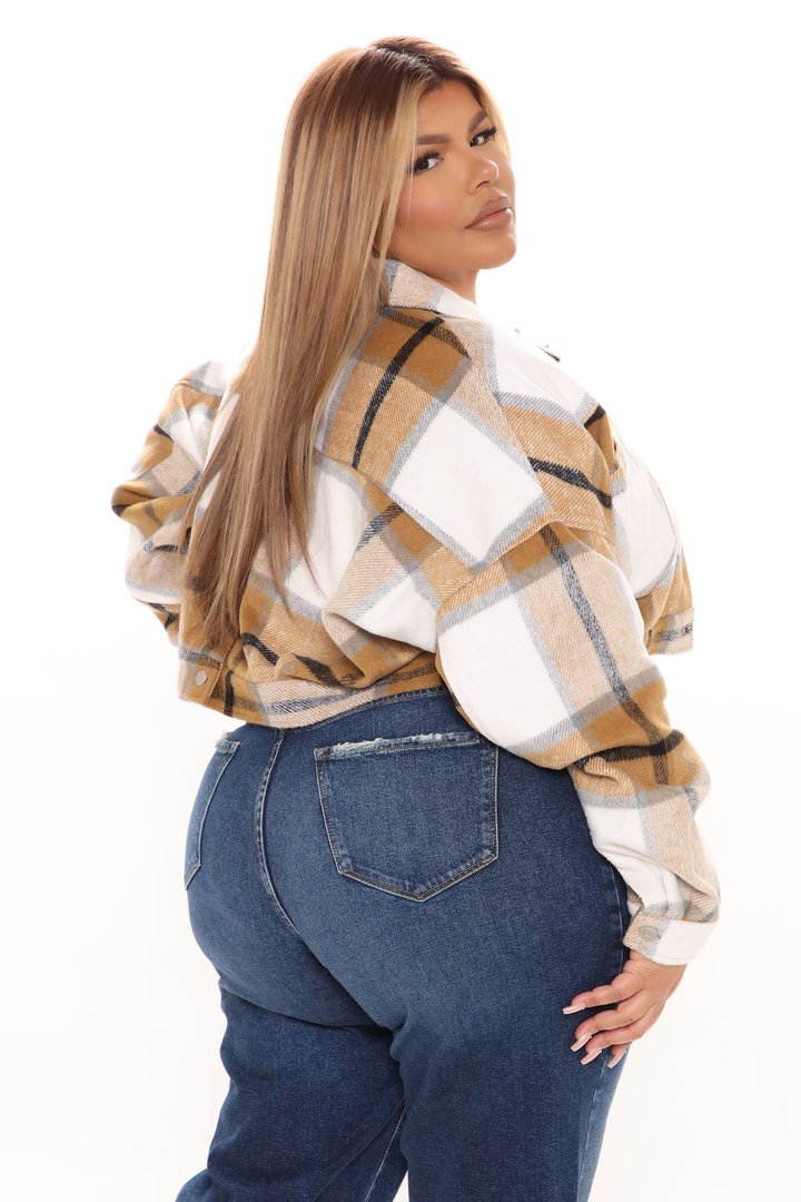 Getting Caught Up Plaid Jacket - Brown/combo