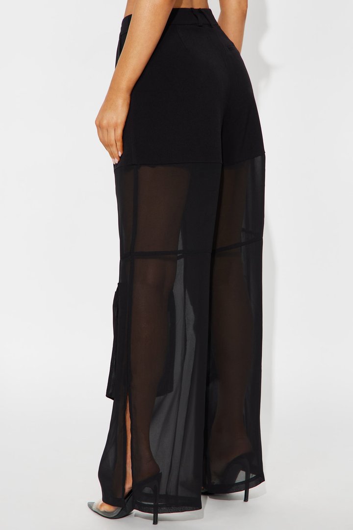 Lourdes Wide Leg Sheer Pant 32″ - Black