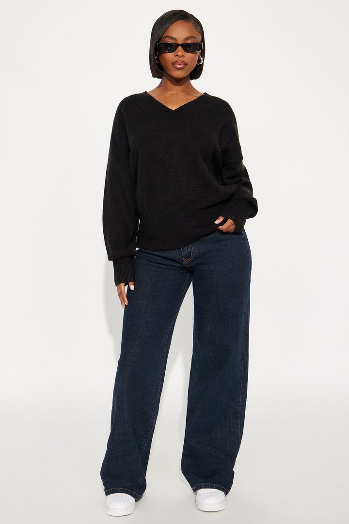 Serene V Neck Sweater - Black