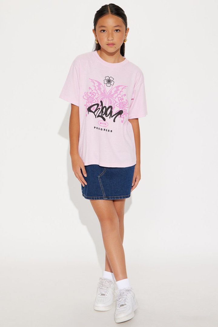 Mini Bloom With Progress Short Sleeve Tee - Light Pink