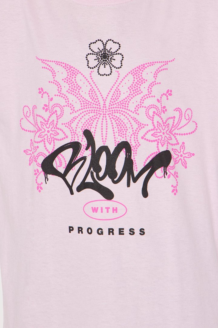 Mini Bloom With Progress Short Sleeve Tee - Light Pink