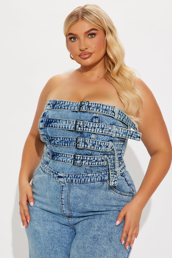Send Your Location Denim Jumpsuit - Medium Wash