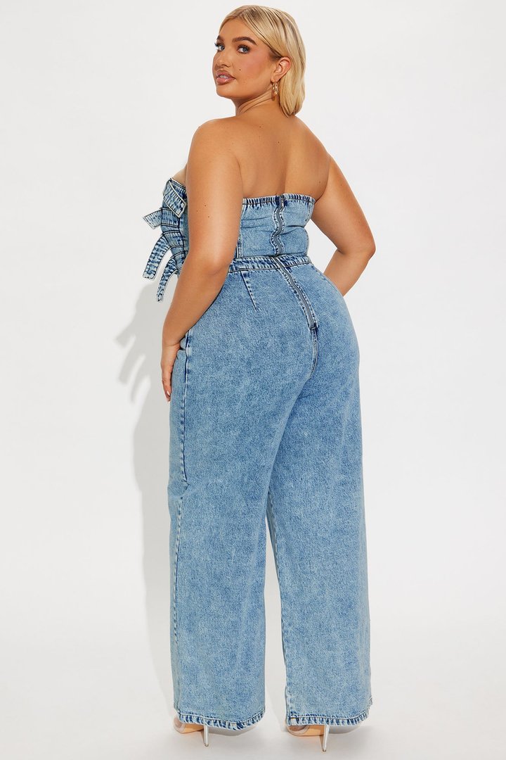 Send Your Location Denim Jumpsuit - Medium Wash