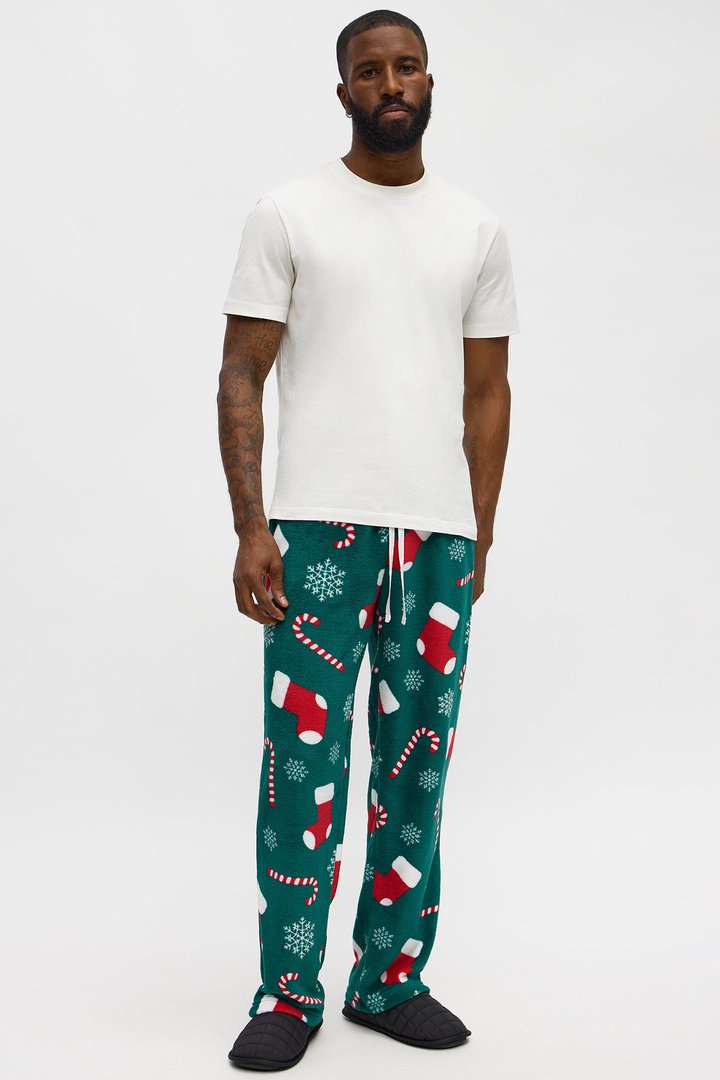Stocking Stuffer Plush Holiday Lounge Pants - Green/combo