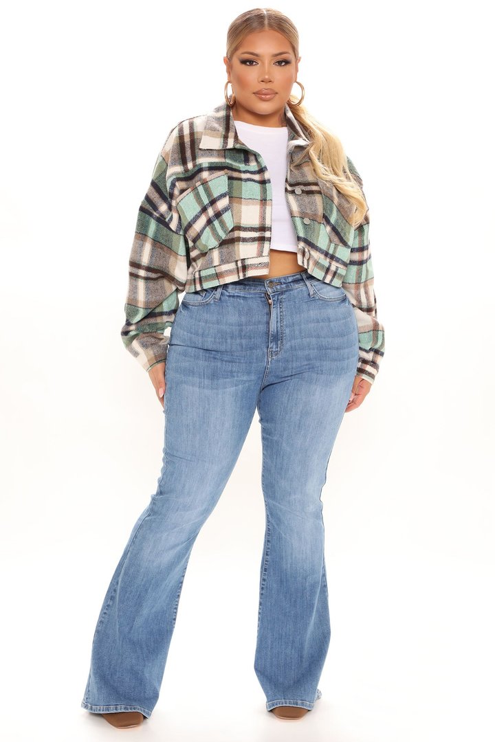 Getting Caught Up Plaid Jacket - Green/combo