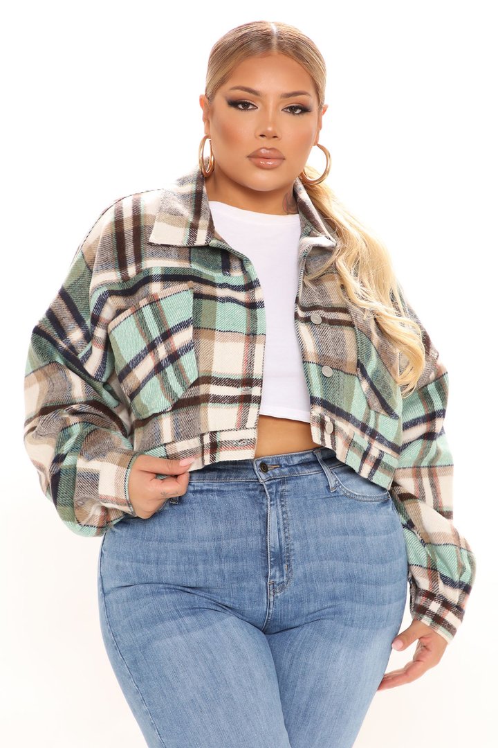 Getting Caught Up Plaid Jacket - Green/combo