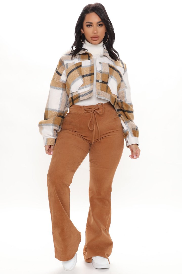 Getting Caught Up Plaid Jacket - Brown/combo