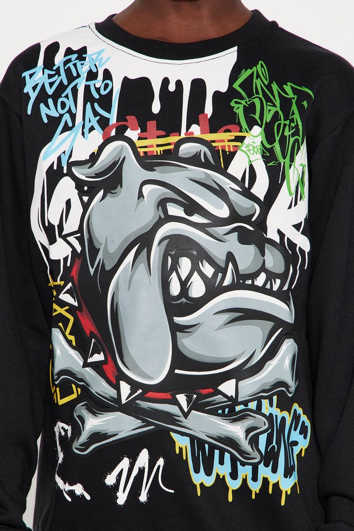 Mini Bull Dog Fleece Crew Neck Sweatshirt - Black