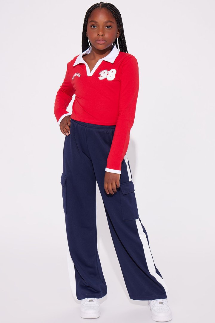 Mini Fearless 98 Front/Back Long Sleeve Polo Shirt - Red