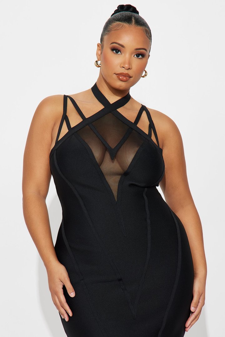 Feel The Vibes Bandage Mini Dress - Black