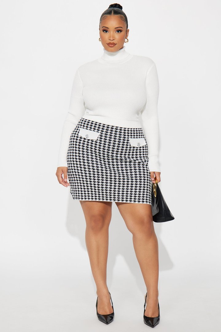 Tailored Taste Plaid Sweater Mini Dress - Ivory/combo