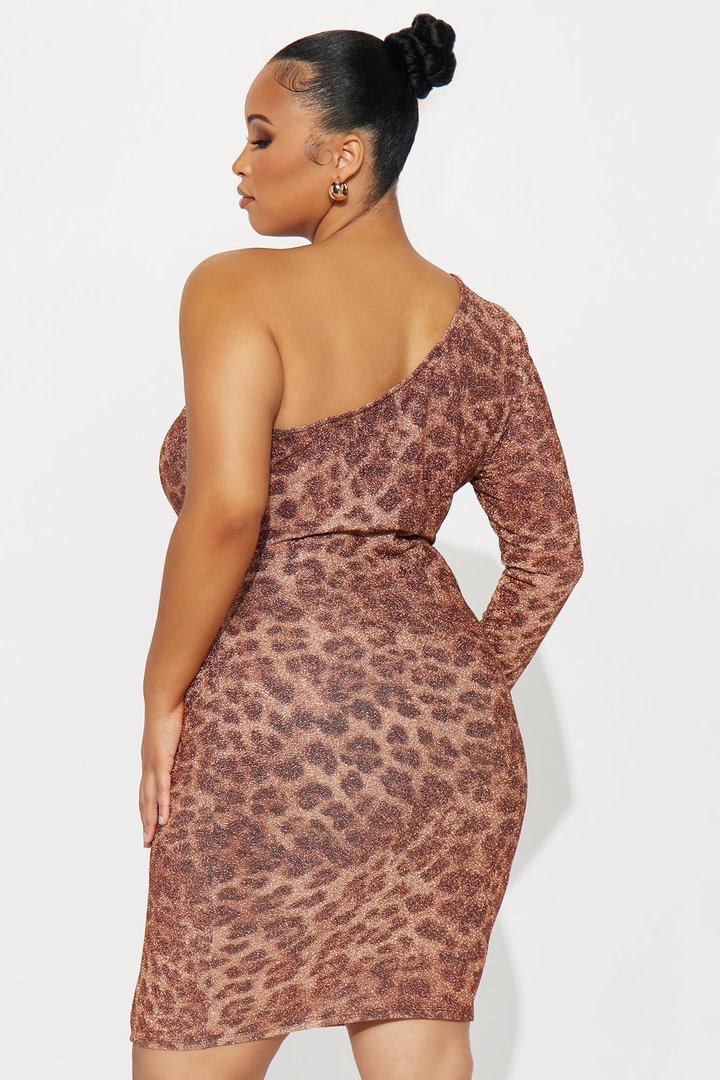 Glossy Flick Leopard Midi Dress - Leopard
