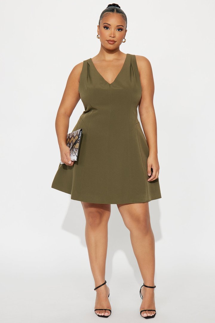Esme Sleeveless Crepe Woven Mini Dress - Olive