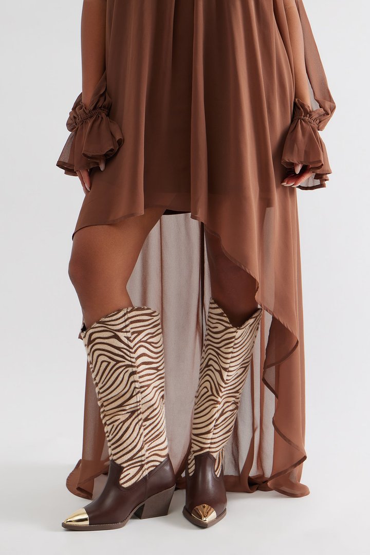 Stallion Animal Print Boots - Brown/combo