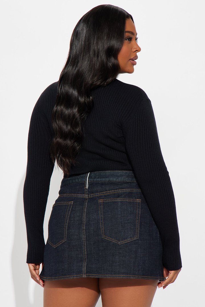 Basically Perfect Ribbed Sweater - Black