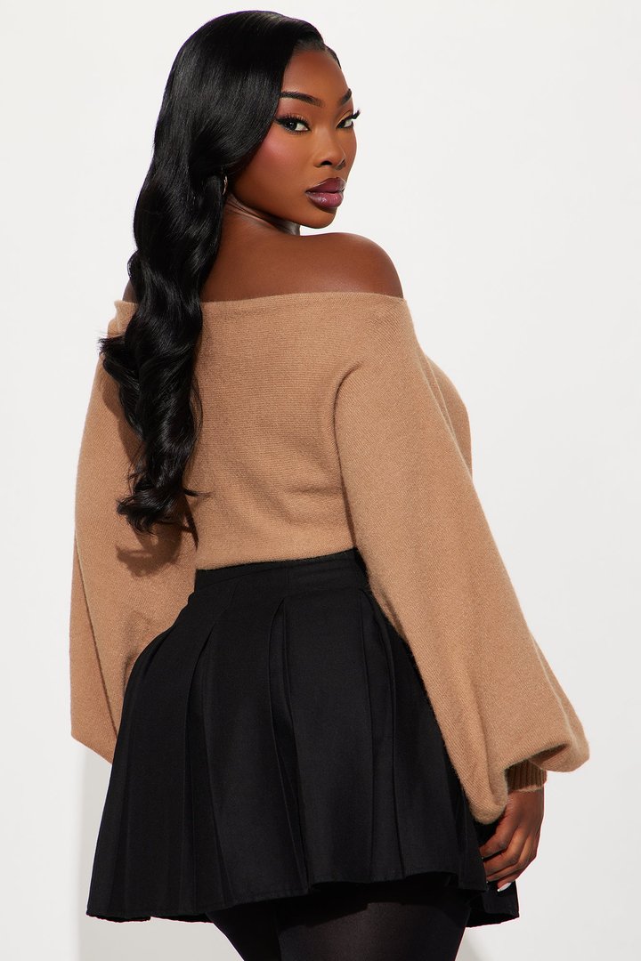 Love Away One Shoulder Sweater Top - Mocha
