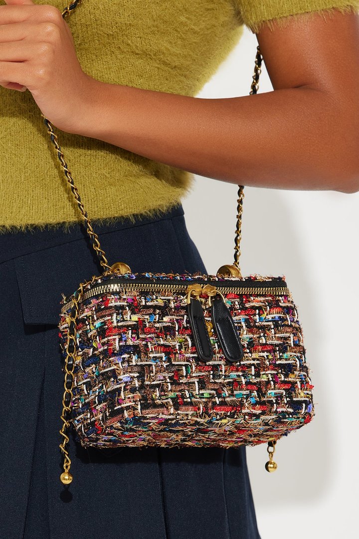 Classic Tweed Crossbody Handbag - Black/combo