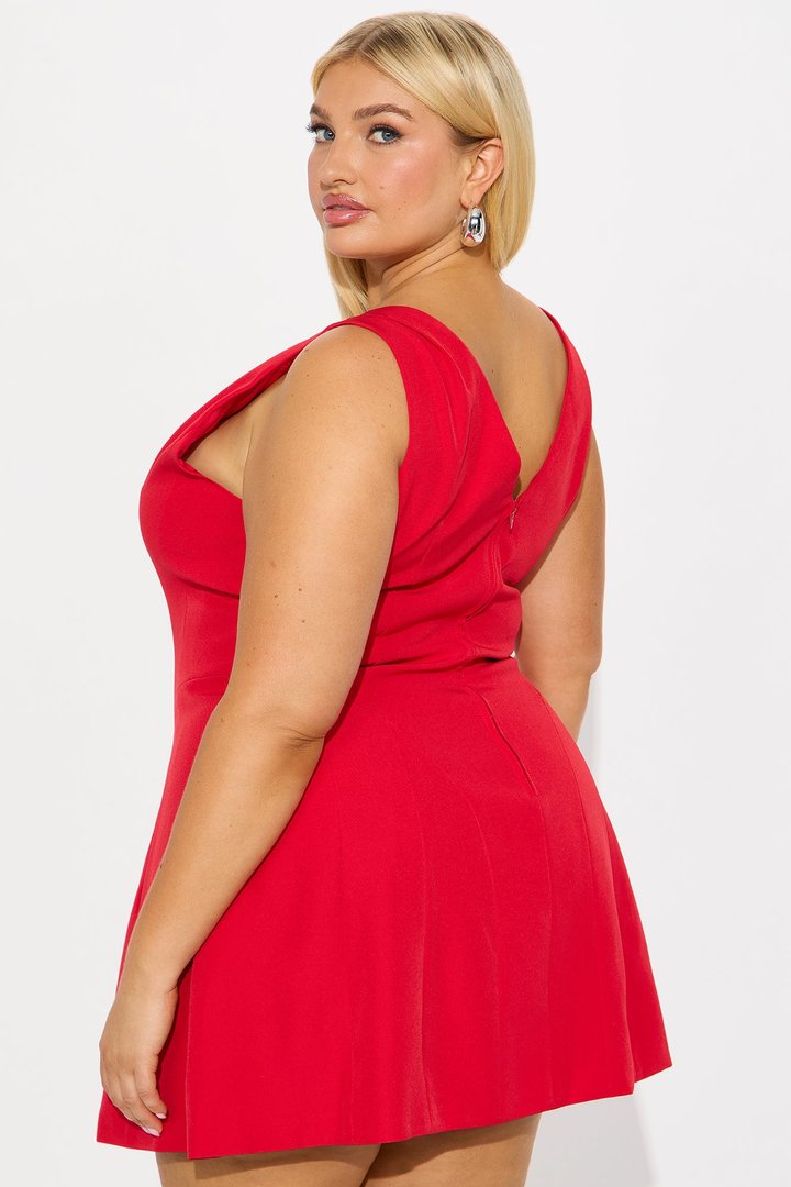 Esme Sleeveless Crepe Woven Mini Dress - Red