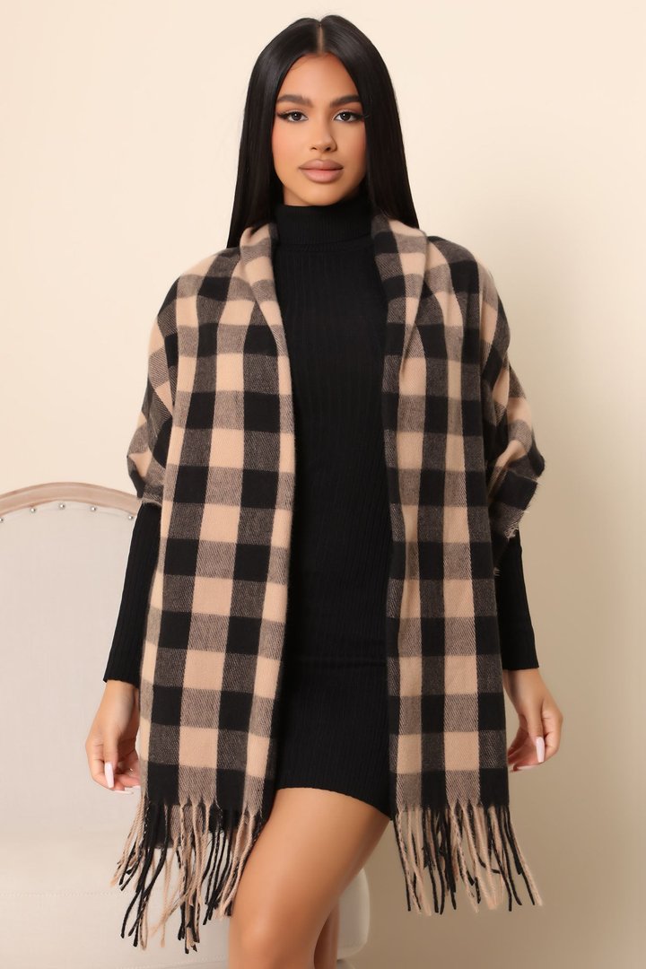 Caught Off Guard Plaid Scarf - Brown