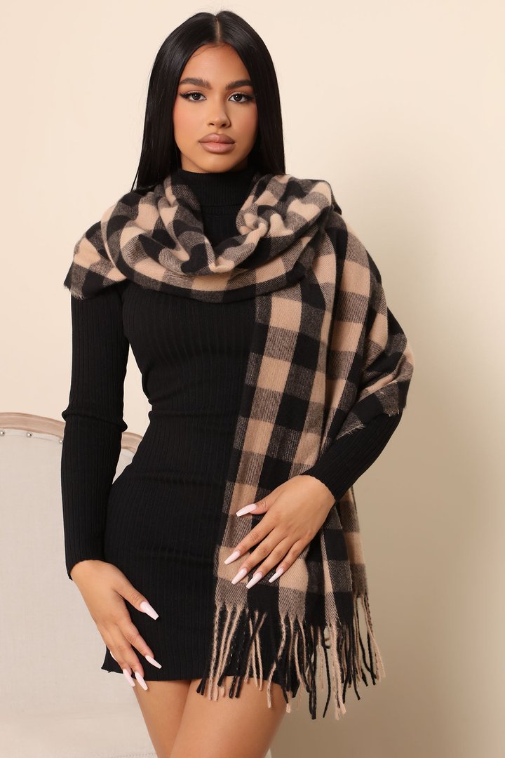 Caught Off Guard Plaid Scarf - Brown