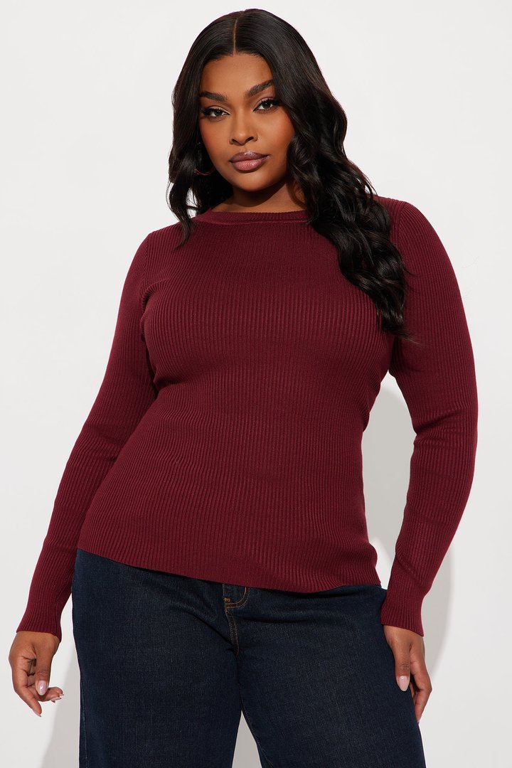 Comfort First Ribbed Sweater - Burgundy