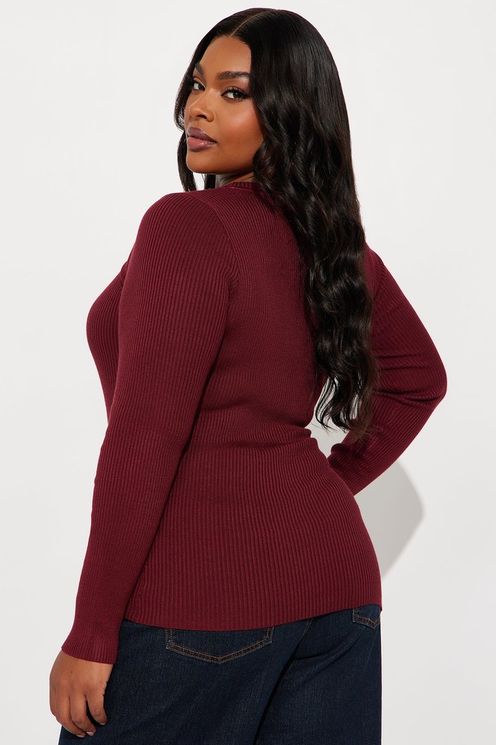 Comfort First Ribbed Sweater - Burgundy