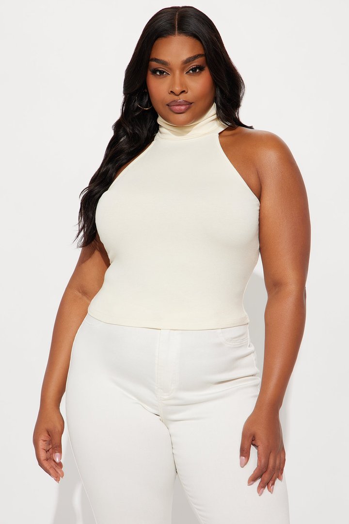 Robina Turtle Neck Ribbed Top - Ivory