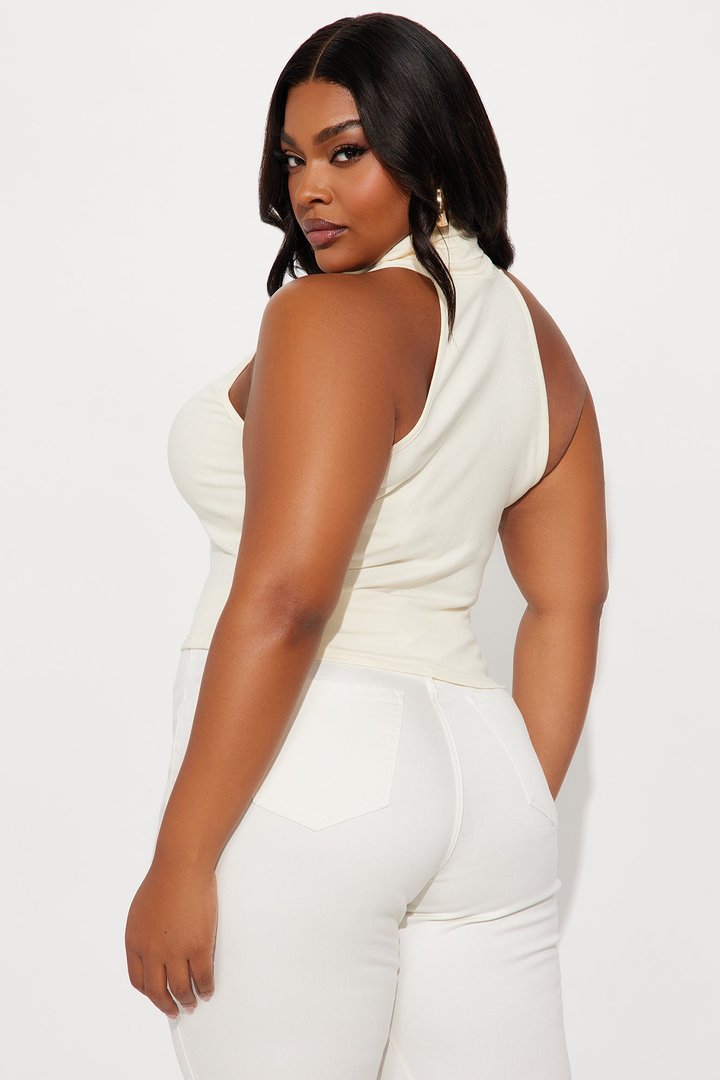 Robina Turtle Neck Ribbed Top - Ivory
