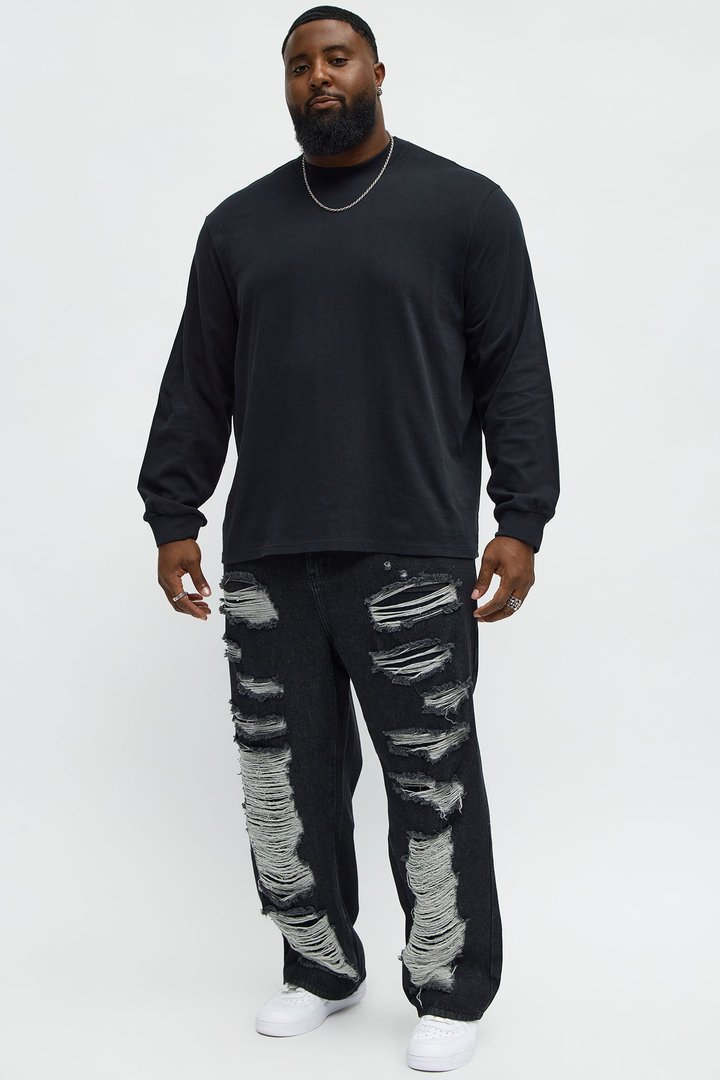 Oversized Heavyweight Long Sleeve Tee - Black