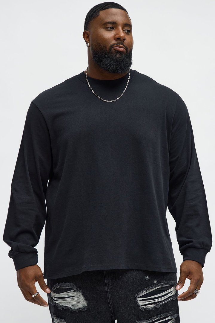 Oversized Heavyweight Long Sleeve Tee - Black