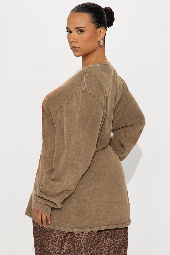 Grillz Long Sleeve Washed Tee - Brown
