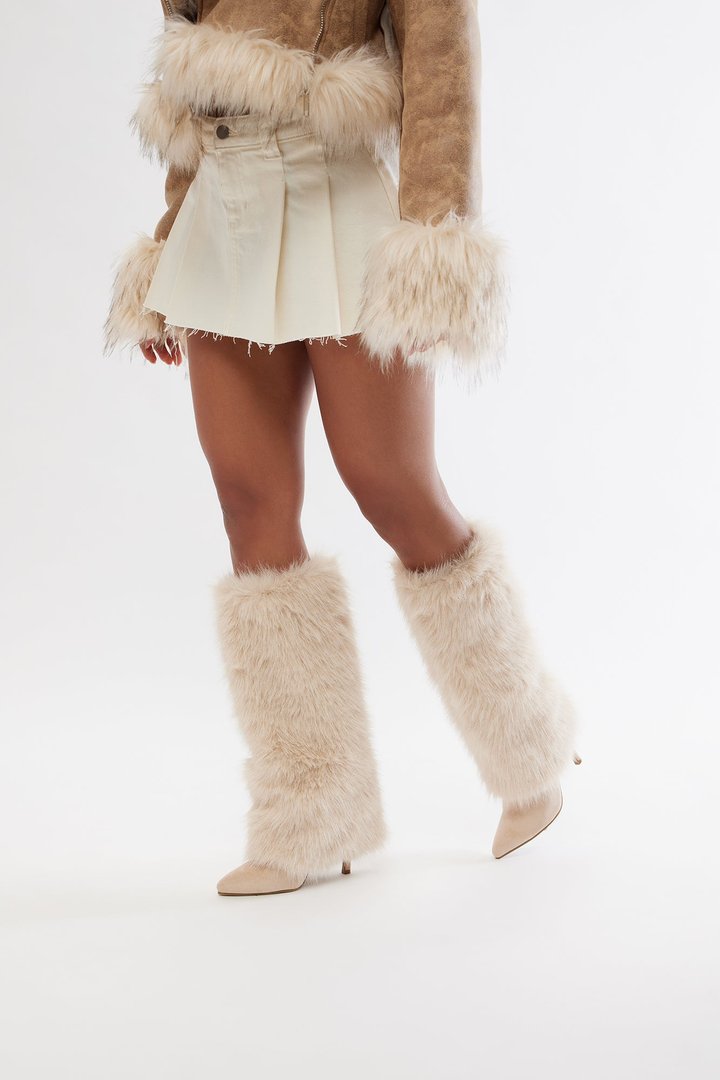 Go All Out Knee High Boots - Cream