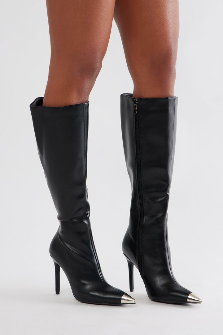 Siren Stiletto Knee High Boots - Black