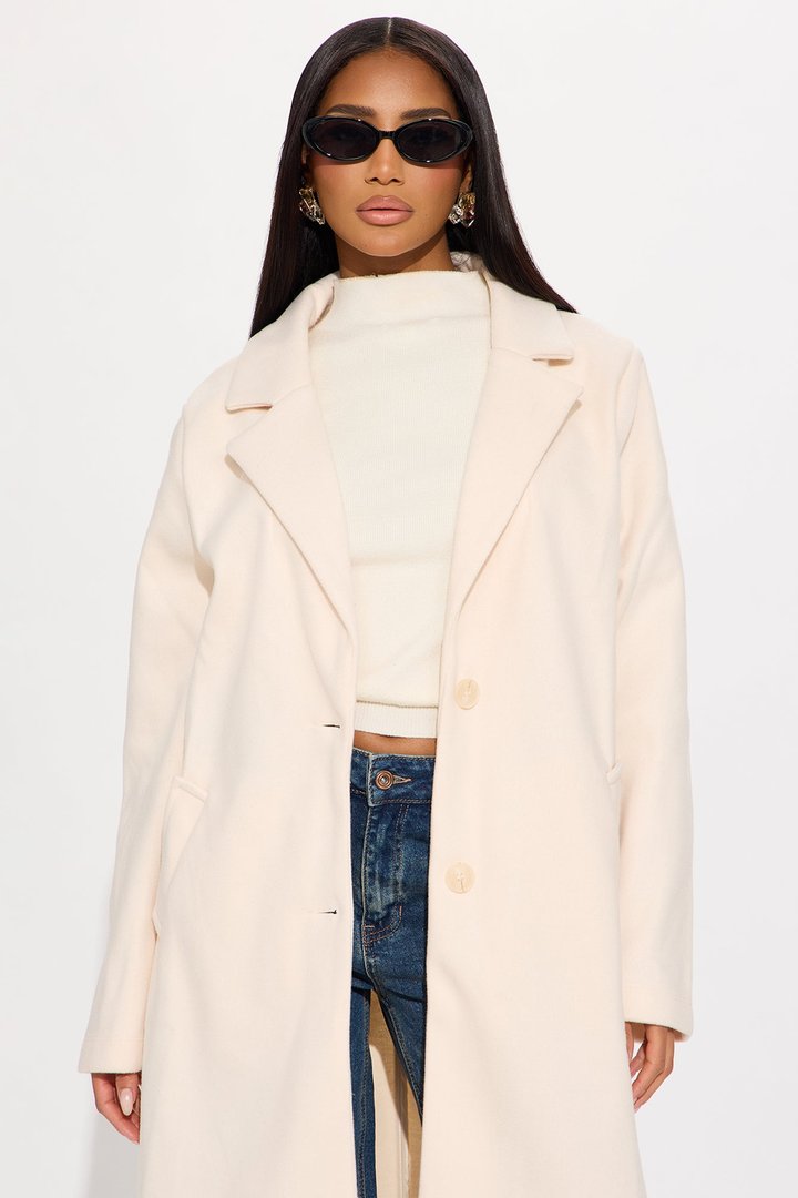 Hit The Town Button Up Coat - Cream