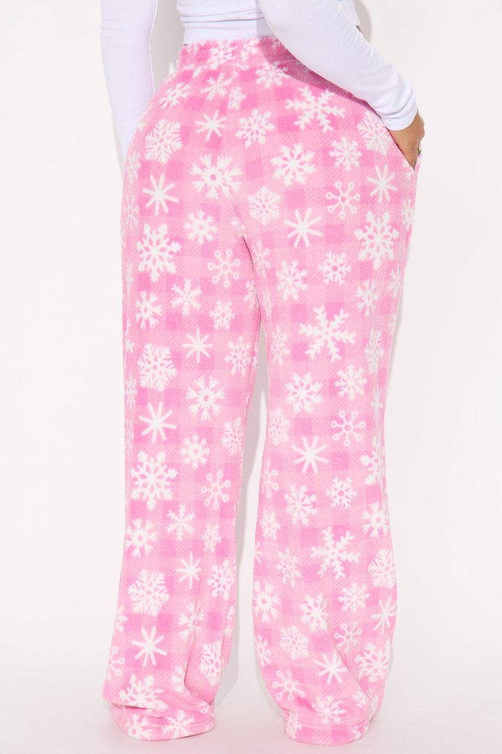 Jolly Snowflakes Plush PJ Pants - Pink