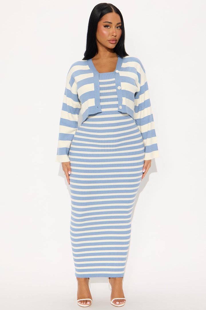 Josie 2-Piece Sweater Maxi Dress - Blue/combo