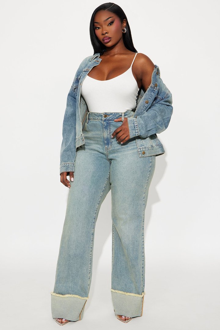 Tall All The While Cuffed Wide Leg Jeans - Vintage Wash