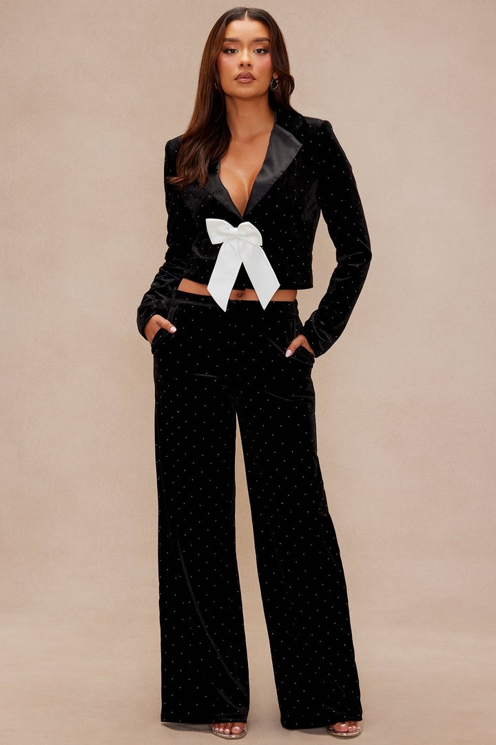 Just Like Magic Velvet Blazer Pant Set - Black